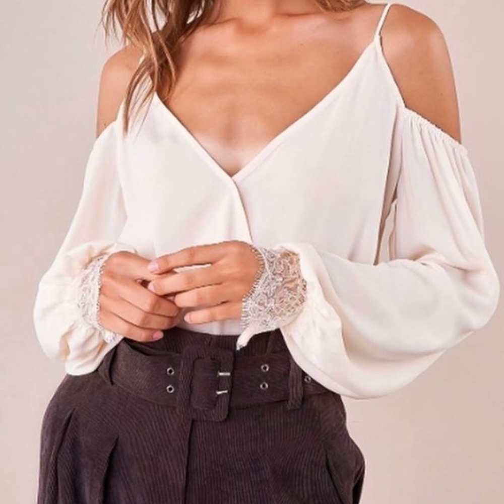 Sugar + Lips long sleeve open shoulder body suite